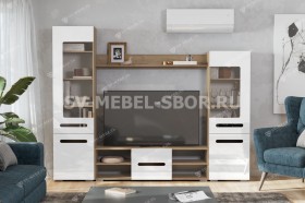 Мебель для гостиной МГС 6 (Исполнение 1/Дуб золотой/Белый глянец) в Покровске - pokrovsk.katalogmebeli.com | фото