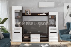 Мебель для гостиной МГС 6 (Исполнение 1/Венге/Белый глянец) в Покровске - pokrovsk.katalogmebeli.com | фото