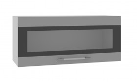 Норд ШВГС 800 Шкаф верхний горизонтальный со стеклом (Софт черный/корпус Белый) в Покровске - pokrovsk.katalogmebeli.com | фото