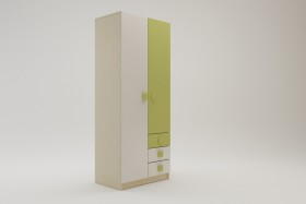 Шкаф 2-х створчатый с ящиками Эппл (Зеленый/Белый/корпус Клен) в Покровске - pokrovsk.katalogmebeli.com | фото 2