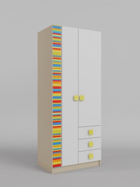 Шкаф 2-х створчатый с ящиками Клаксон без машинок (Белый/корпус Клен) в Покровске - pokrovsk.katalogmebeli.com | фото