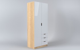 Шкаф 2-х створчатый с ящиками Лофт (Белый/корпус Дуб Сонома) в Покровске - pokrovsk.katalogmebeli.com | фото