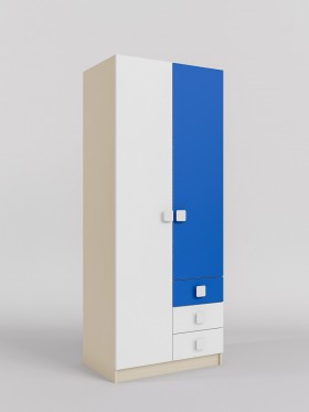 Шкаф 2-х створчатый с ящиками Скай (Синий/Белый/корпус Клен) в Покровске - pokrovsk.katalogmebeli.com | фото