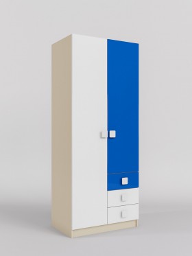 Шкаф 2-х створчатый с ящиками Скай люкс (Синий/Белый/корпус Клен) в Покровске - pokrovsk.katalogmebeli.com | фото