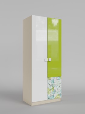 Шкаф 2-х створчатый с ящиками Твит (Белый/Зеленый/корпус Клен) в Покровске - pokrovsk.katalogmebeli.com | фото 1