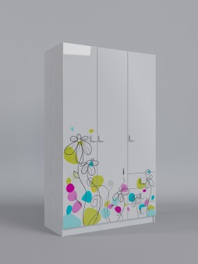 Шкаф 3-х створчатый с ящиками Флёр (Белый/корпус Выбеленное дерево) в Покровске - pokrovsk.katalogmebeli.com | фото