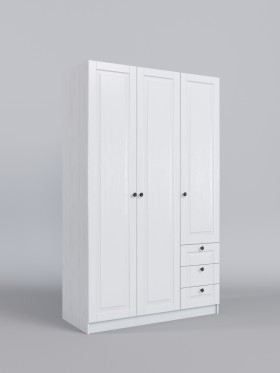 Шкаф 3-х створчатый с ящиками Классика (Белый/корпус Выбеленное дерево) в Покровске - pokrovsk.katalogmebeli.com | фото