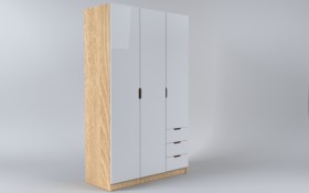 Шкаф 3-х створчатый с ящиками Лофт (Белый/корпус Дуб Сонома) в Покровске - pokrovsk.katalogmebeli.com | фото
