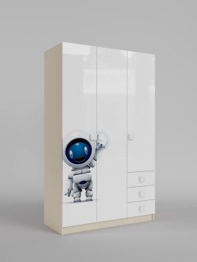 Шкаф 3-х створчатый с ящиками Санни (Белый/корпус Клен) в Покровске - pokrovsk.katalogmebeli.com | фото