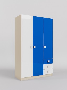 Шкаф 3-х створчатый с ящиками Скай люкс (Синий/Белый/корпус Клен) в Покровске - pokrovsk.katalogmebeli.com | фото
