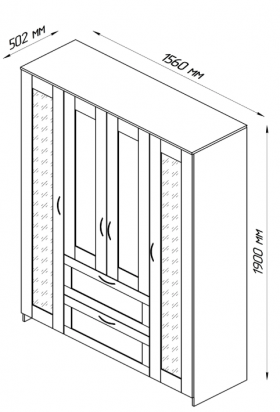 Шкаф четырехдверный Сириус с 1 зеркалом и 2 ящиками белый в Покровске - pokrovsk.katalogmebeli.com | фото 2