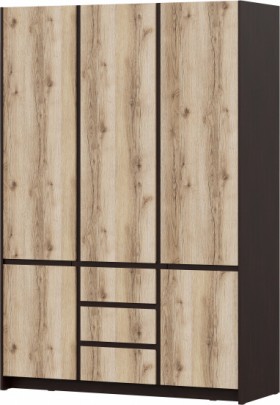 Модульная система "Прага" Шкаф для одежды трехстворчатый Дуб Венге/Дуб Делано в Покровске - pokrovsk.katalogmebeli.com | фото