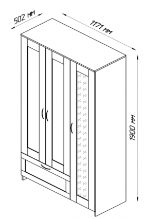 Шкаф трехдверный Сириус с зеркалом и 1 ящиком белый в Покровске - pokrovsk.katalogmebeli.com | фото 2