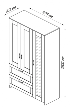 Шкаф трехдверный Сириус с зеркалом и 2 ящиками дуб сонома в Покровске - pokrovsk.katalogmebeli.com | фото 2