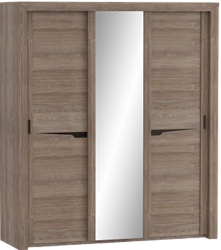 Шкаф трехдверный Соренто с раздвижными дверями Дуб стирлинг/Кофе структурный матовый в Покровске - pokrovsk.katalogmebeli.com | фото