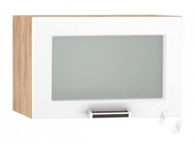 Шкаф верхний со стеклом Прага ШВГС 500 (Белое дерево/корпус дуб крафт золотой) в Покровске - pokrovsk.katalogmebeli.com | фото