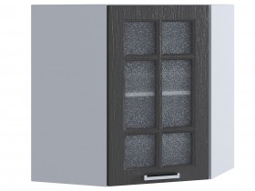 Шкаф верхний угловой со стеклом 590, ШВУС 590 (Клен серый/корпус белый) в Покровске - pokrovsk.katalogmebeli.com | фото