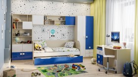 Система хранения над кроватью Скай люкс (Синий/Белый/корпус Клен) в Покровске - pokrovsk.katalogmebeli.com | фото 2