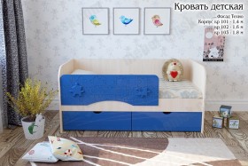 Техно Кровать детская 2 ящика 1.6 Синий глянец в Покровске - pokrovsk.katalogmebeli.com | фото 1
